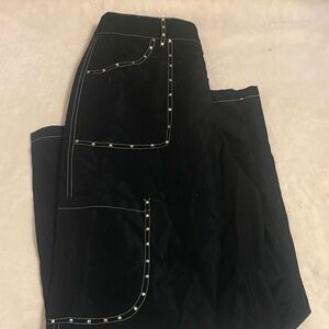 Black Pants with White Stitching